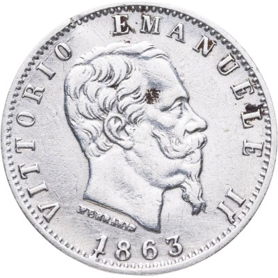 купить Италия 20 чентезимо (centesimi) 1863 M знак монетного двора: "M" - Милан