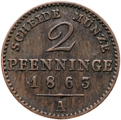 купить Пруссия 2 пфеннига 1863 А