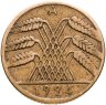 Купить Германия  10 пфеннигов (рентенпфеннигов, rentenpfennig) 1924 знак монетного двора "A" — Берлин