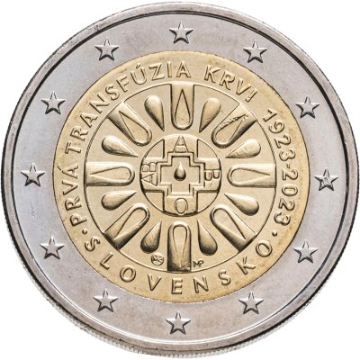 купить Словакия 2 евро 2023 "100-летие первого переливания крови"