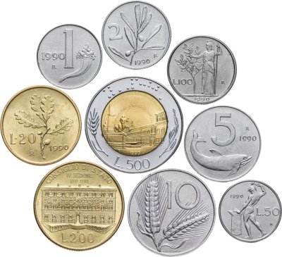 купить Италия набор из 9 монет 1990