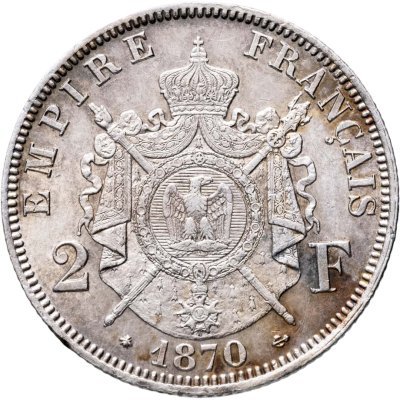 купить Франция 2 франка (francs) 1870 А Наполеон
