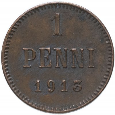 Купить 1 пенни (penny) 1913, монета для Финляндии
