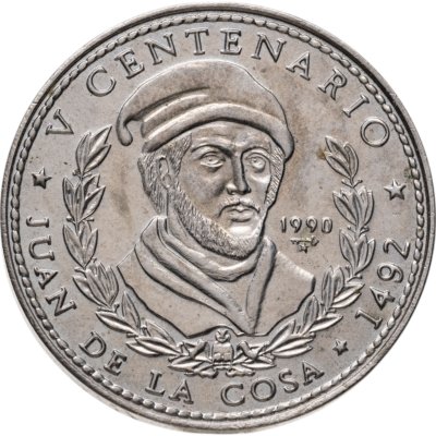купить Куба 1 песо 1990 500 лет открытию Америки. Хуан де ла Коса