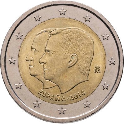 купить Испания 2 евро 2014 "Передача Хуаном Карлосом I трона Филиппу VI"