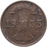 Купить Германия 1 рейхспфенниг (reichspfennig) 1935 D  знак монетного двора "D" — Мюнхен