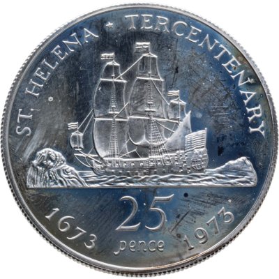 купить Остров Святой Елены 25 пенсов 1973 300 лет восстановлению британского управления