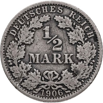 купить Германия 1/2 марки (mark) 1906 A знак монетного двора: "A" - Берлин