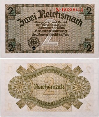 купить Германия 2 рейхсмарки (reichsmark) 1940-1945 "Немецкие оккупационные территории"