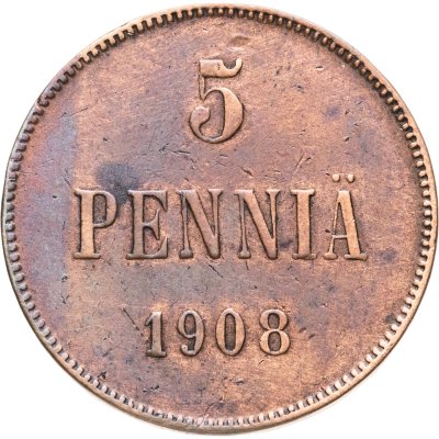 купить 5 пенни (pennia) 1908 Российская Финляндия
