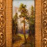 Купить Картина "Пейзаж с сосной", оформленная в раму с рельефным декором, неизвестный художник, дерево, картон, масло, позолота, Российская империя, 1900-1915 гг.