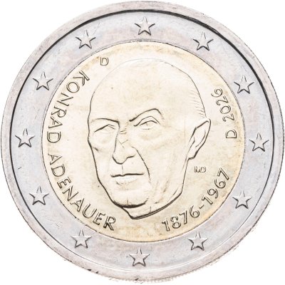 купить Германия 2 евро 2026 "Конрад Аденауэр" Двор D