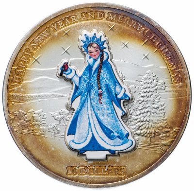 купить Науру 10 долларов 2008 "Новый год - Снегурочка" в футляре, с сертификатом