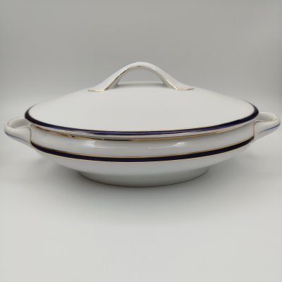 купить Терина для подачи горячих блюд с кобальтовым кантом и золотистой обводкой, фарфор, золочение, Krister Porzellan-Manufaktur (KPM), Германия, 1904-1927 гг.