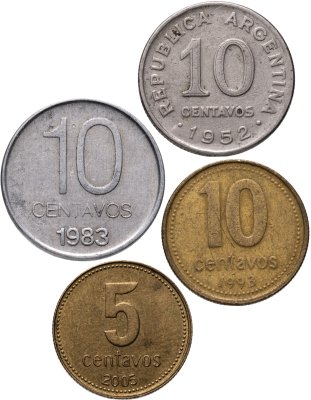 купить Аргентина, набор из 4 монет 5, 10 сентаво 1952-2005