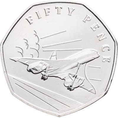 купить Гернси 50 пенсов (pence) 2012 "50 лет первому полету Конкорда - Взлет"