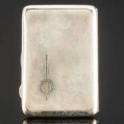 купить Портсигар для самокруток, выполненный в стиле ар-деко, Harman Bros (?), металл, серебрение, Великобритания, 1930-1950 гг.