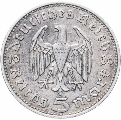 купить Фашистская Германия 5 рейхсмарок 1936 "F"