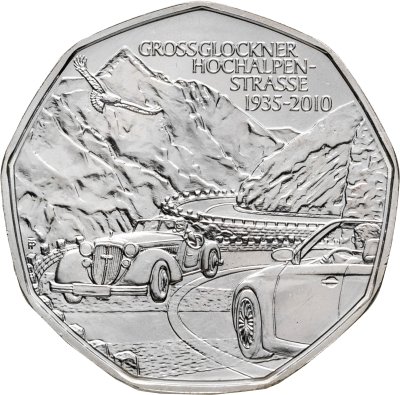 купить Австрия 5 евро 2010 "75 лет Высокогорной дороге Гросглокнер"