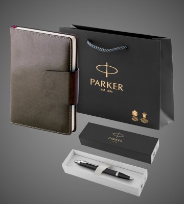 Купить Подарочный набор: Шариковая ручка Parker IM Mat Black CT и Ежедневник недатированный А5 черный, Лаки и смолы: лак, латунь, пластик, хром, 2026 г.