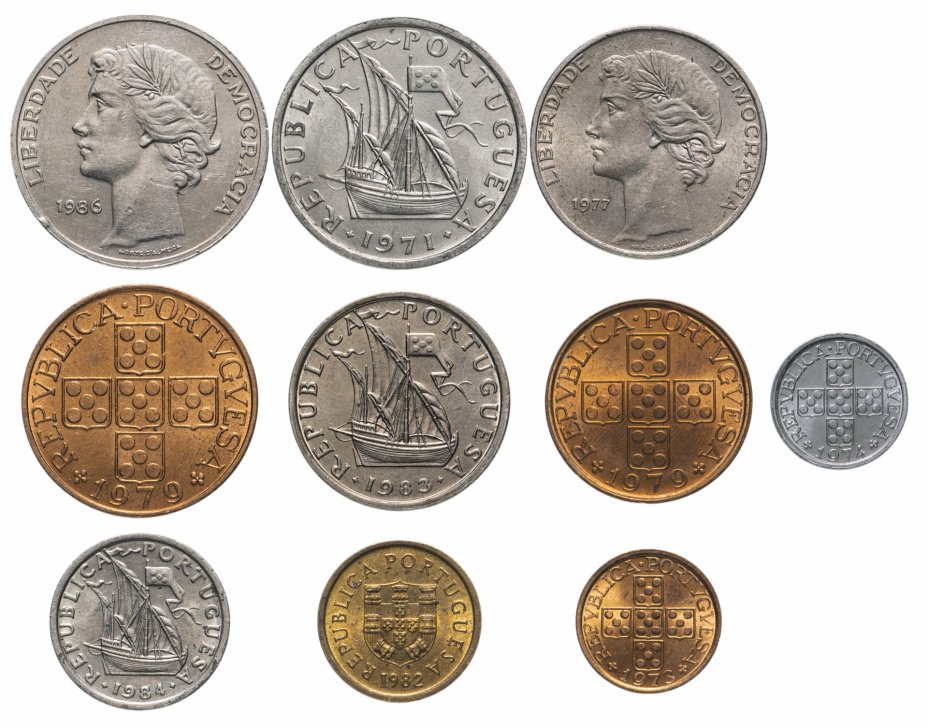 купить Португалия набор монет 1969-1986 (10 штук)