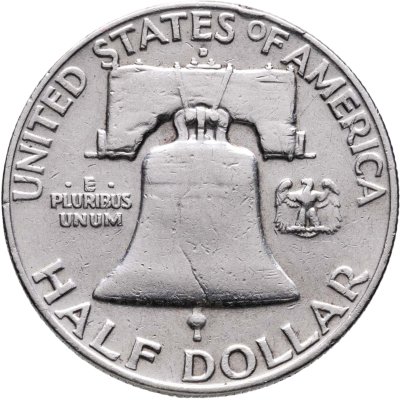 купить США 50 центов (1/2 доллара, half dollar) 1959 Franklin Half Dollar Без отметки монетного двора