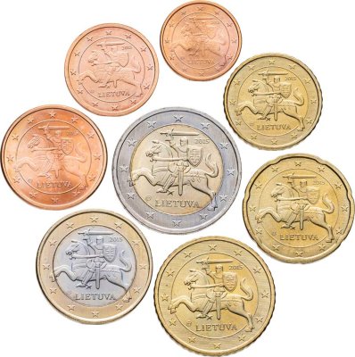 купить Литва, набор из 8 разменных монет евро 2015 г.