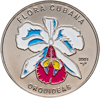 купить Куба 1 песо (peso) 2001 "Орхидея белая"