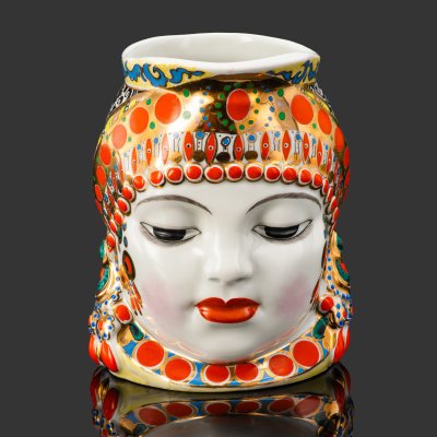 купить Кружка декоративная "Молоко", скульптор Данько Н.Я., художник Воробьевский А.В., фарфор, роспись, золочение, Ленинградский фарфоровый завод (ЛФЗ), СССР, 1970-1986 гг.