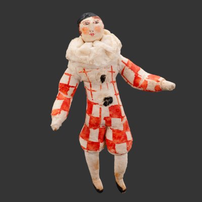 купить Елочная игрушка "Арлекин", вата, роспись, бумага, СССР, 1937-1960 гг.