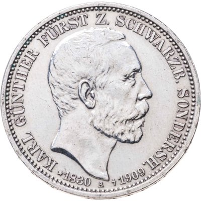 купить Германская империя ( Шварцбург-Зондерсгаузен) 3 марки (mark) 1909 "Смерть Принца Карла Гюнтера (1830-1909 гг.)"