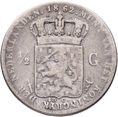 купить Нидерланды 1/2 гульдена (gulden) 1862