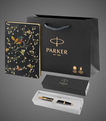 купить Подарочный набор: Шариковая ручка Parker IM Metal Black GT и Ежедневник недатированный, черный., Металлы: латунь, позолота, позолота, 2026 г.