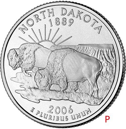 купить США 25 центов (квотер) 2006 P — штат Северная Дакота