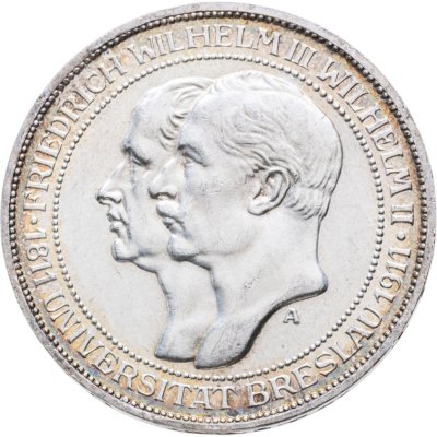 купить Германия (Пруссия) 3 марки 1911 "100-летие Университета Бреслау (Вроцлава)"