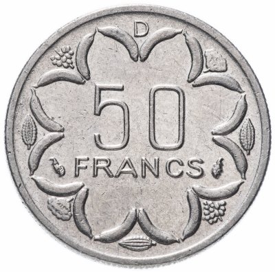 купить Центральная Африка 50 франков 1976 Отметка на реверсе "D"