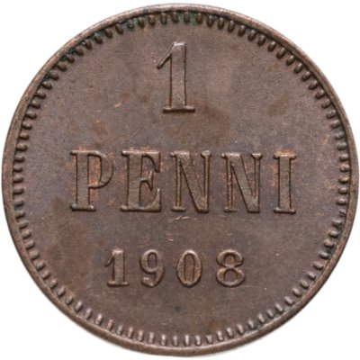 купить 1 пенни (penny) 1908, монета для Финляндии