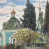 Купить Картина "Кипарисы у церкви", автор Обманщин Михаил Федорович (1968 г. р.), холст, масло, Россия, 2009 г.