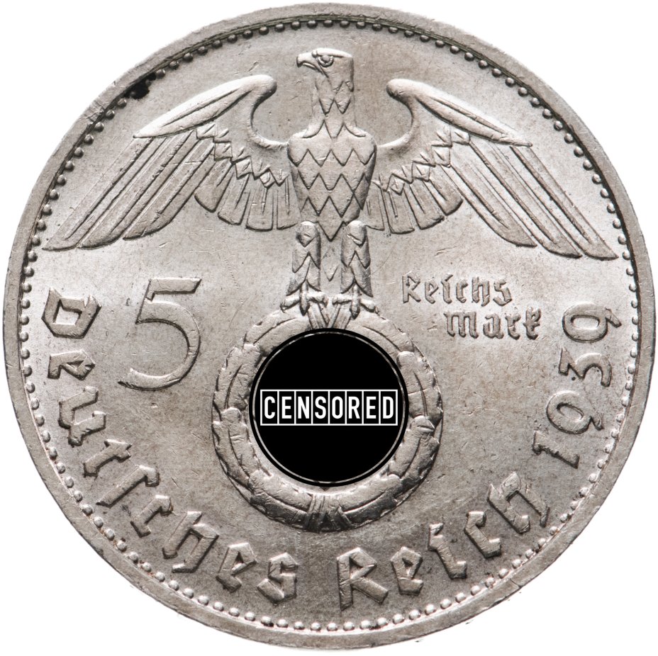 купить Германия, Третий рейх 5 рейхсмарок (reichsmark) 1939, орёл со свастикой