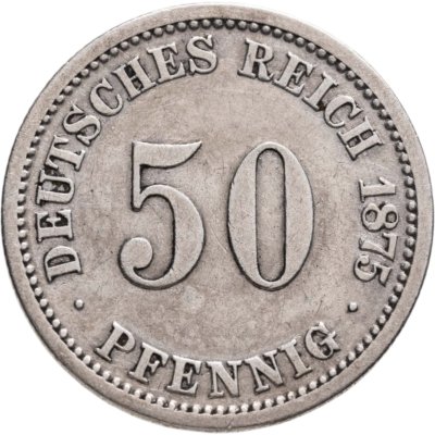 купить Германия 50 пфеннигов 1875 знак монетного двора: "A" - Берлин