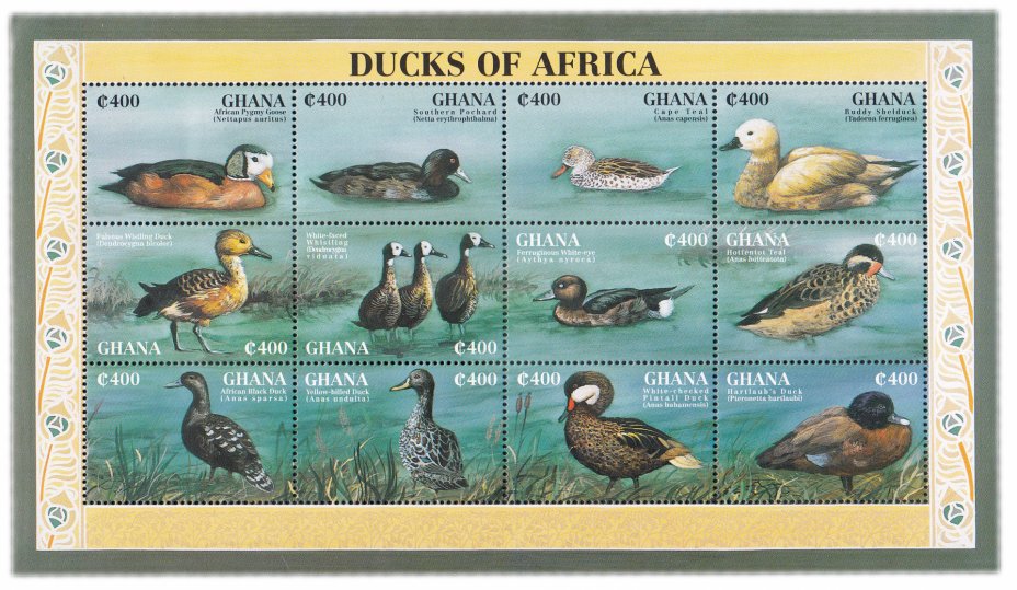 купить Гана блок из 12 марок 1995 "Утки Африки"