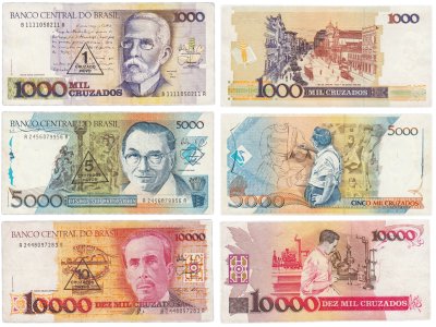 купить Бразилия набор из 3 банкнот 1000, 5000, 10000 крузадо 1987-1989