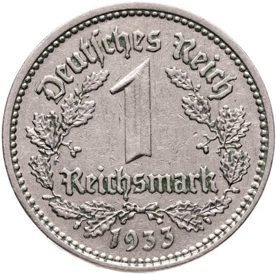 купить Германия, Третий Рейх 1 рейхсмарка 1933, знак монетного двора: "E"