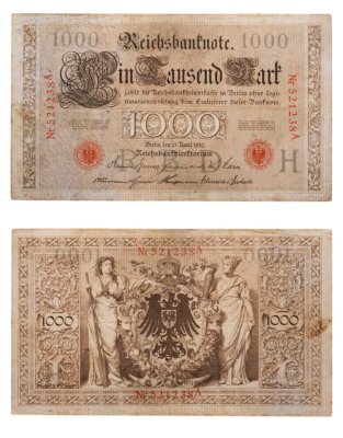 купить Германия 1000 марок 1910 красная печать