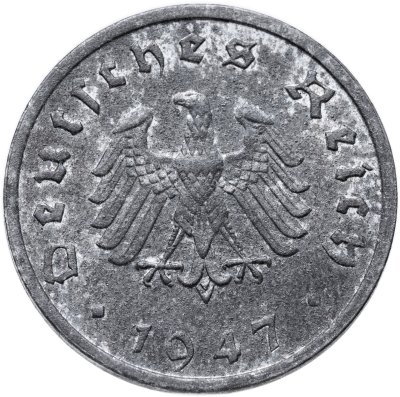 купить Германия, послевоенная оккупация 10 рейхспфеннигов (reichspfennig) 1947, знак монетного двора: "F" - Штутгарт