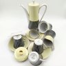 Купить Сервиз кофейный на 4 персоны, украшенный геометрическими узорами (11 предметов), фарфор, крытье, золочение, роспись, Volkstedt Beyer & Bock, ГДР, 1948-1980 гг.