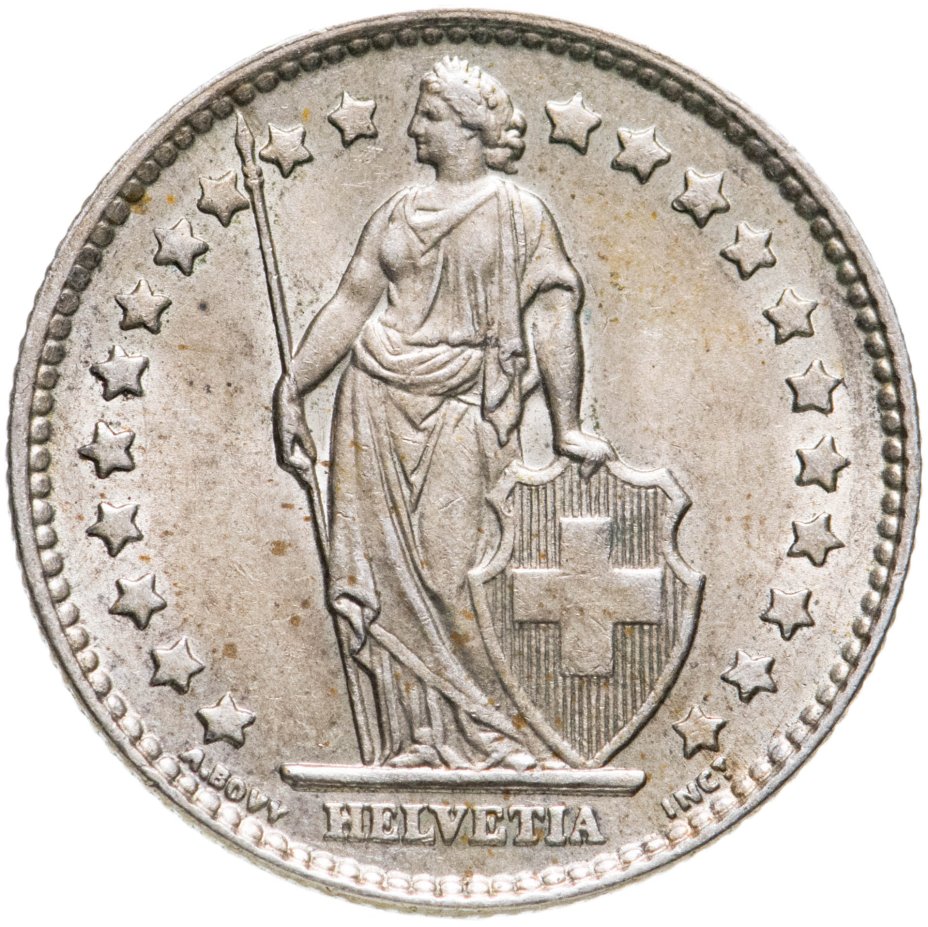 Монета Швейцария 1 франк (franc) 1962 стоимостью 1290 руб.