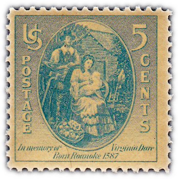 Купить США 5 центов 1937 "350 лет со дня основания колонии Роанок. Вирджиния Дэр"