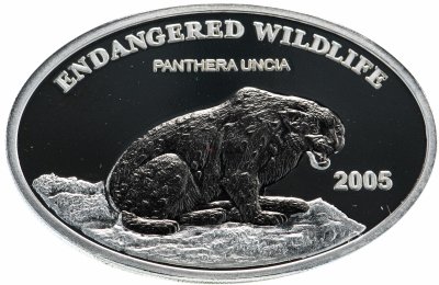 купить Монголия 500 тугриков 2005 Proof "Вымирающие виды: ирбис - снежный барс (пантера)"