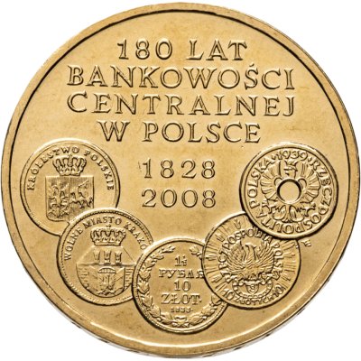 купить Польша 2 злотых 2009 "180 лет центральному банку Польши"